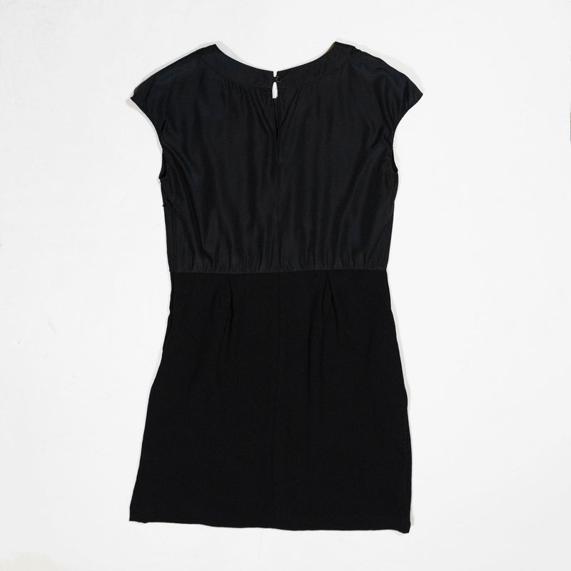 Cotelac Chiffon Pin Tuck Cap Short Sleeve Mini Party Cocktail Dress Black Small