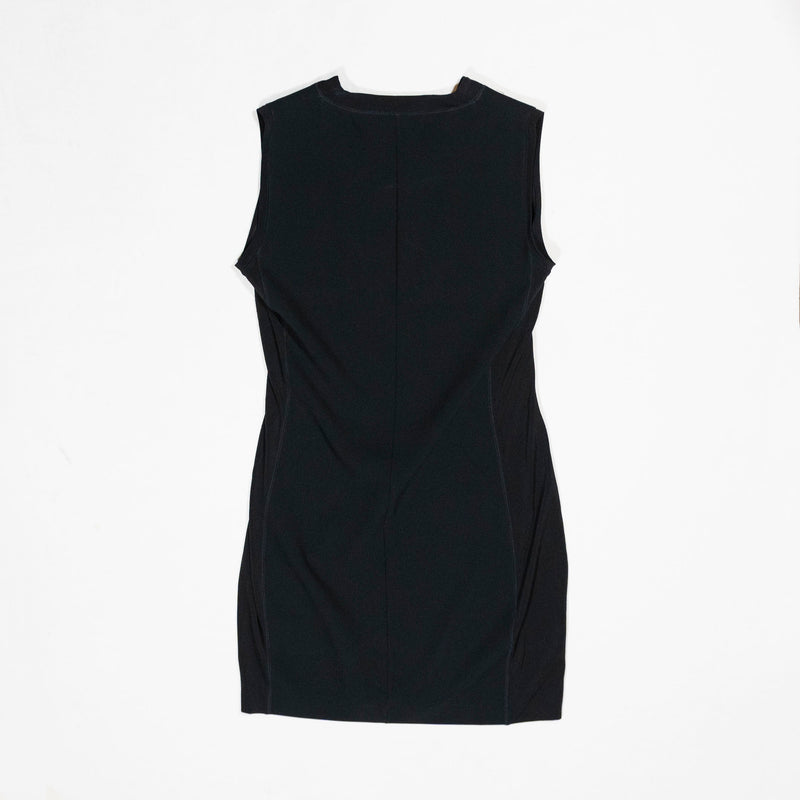 Max Mara Made In Italy Crepe Stretch Sleeveless Mini Sheath Dress Black Large
