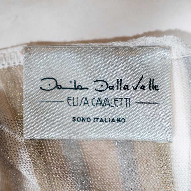 Daniela Dallavalle Elisa Cavaletti Made In Italy Metallic Stripe Knit Cardigan