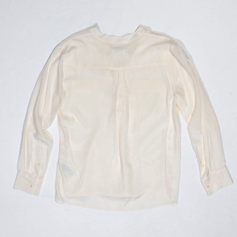 NEW Madewell Silk Chiffon Lace Up Long Sleeve Pocket Tee Shirt Blouse White M