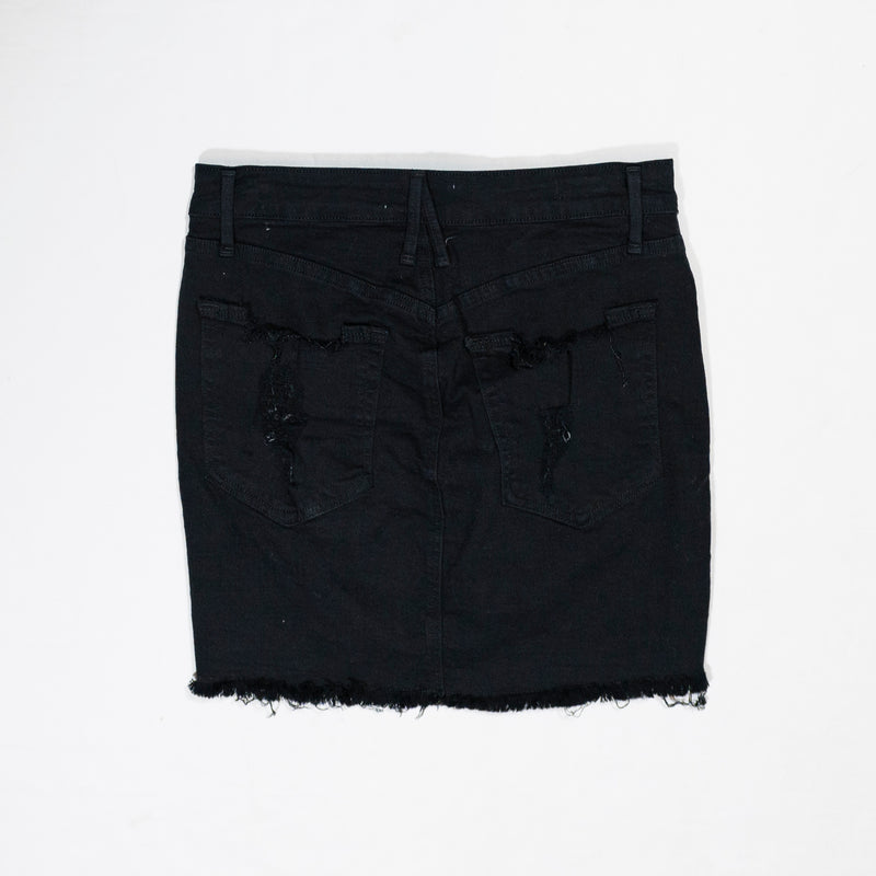 Good American Cotton Stretch Raw Hem Straight Mini Denim Jean Skirt Black025 26