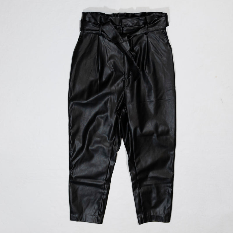 NEW BB Dakota Skin In The Game Faux Vegan Leather Ankle Cropped Black Pants 8