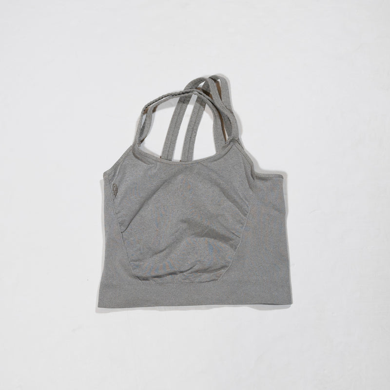 Free People FP Movement Stretch Strappy Athletic Work Out Crop Top Gray