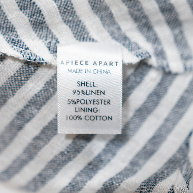 Apiece Apart Linen Blend Smocked Stretch Blue White Stripe Blouse Shirt Top 2