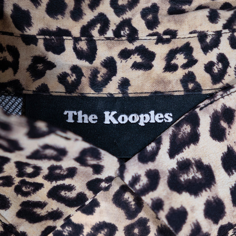 The Kooples Cheetah Leopard Animal Print Pattern Silk Chiffon Lace Blouse Shirt