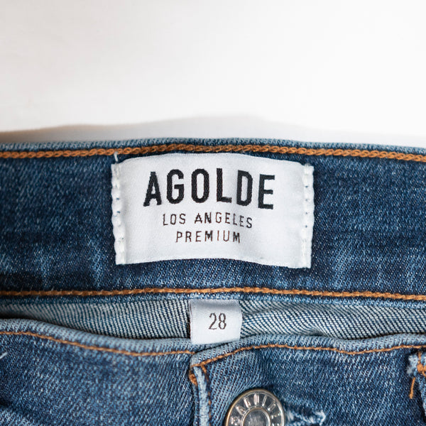 Agolde Denim Sophie High Rise Skinny Crop Distressed Stretch Jeans 28