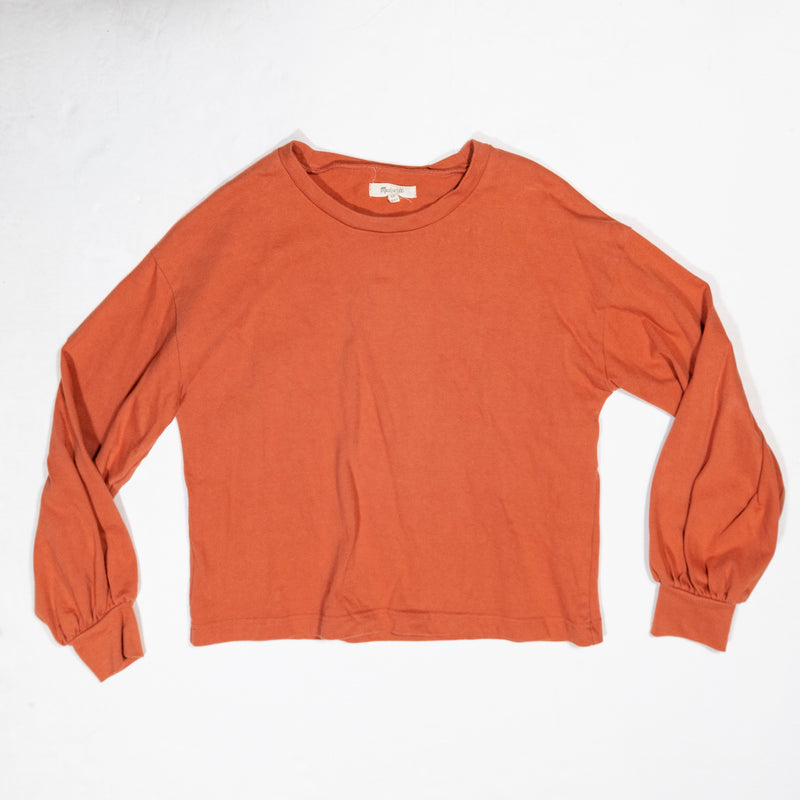 Madewell Chord Bubble Oversize Long Sleeve Crew Neck Pullover Sweater Top Orange