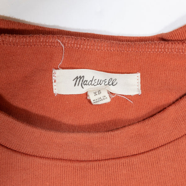 Madewell Chord Bubble Oversize Long Sleeve Crew Neck Pullover Sweater Top Orange