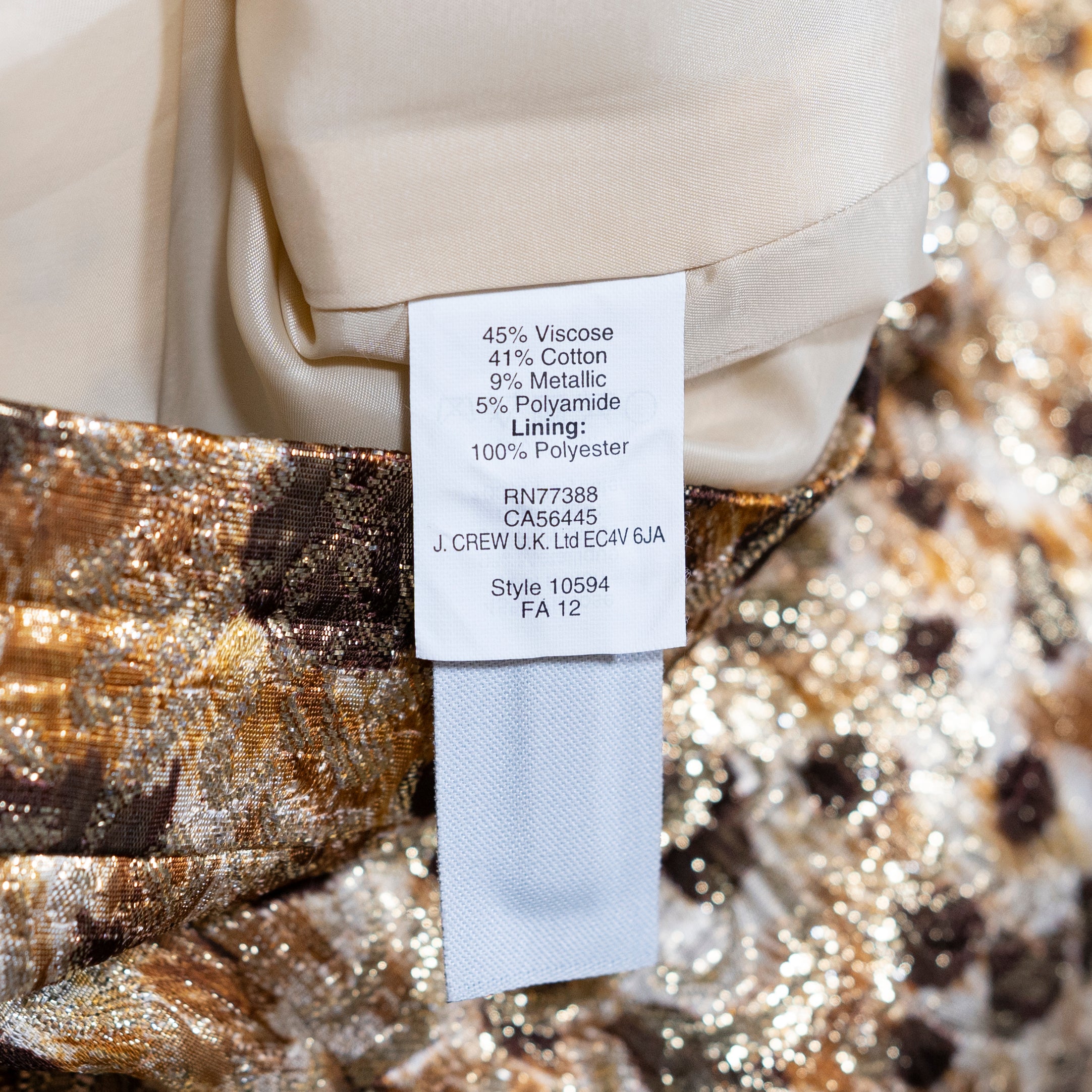 J. Crew Collection Leopard Gold Metallic Glitter Sparkle Straight Mini Skirt 10