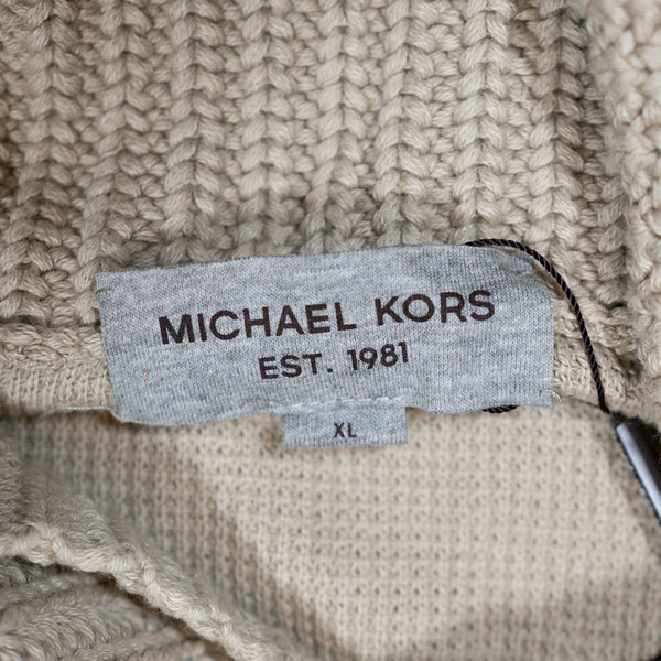NEW Michael Kors Men's Cotton Cashmere Knit Cowl Neck Pullover Sweater Beige XL