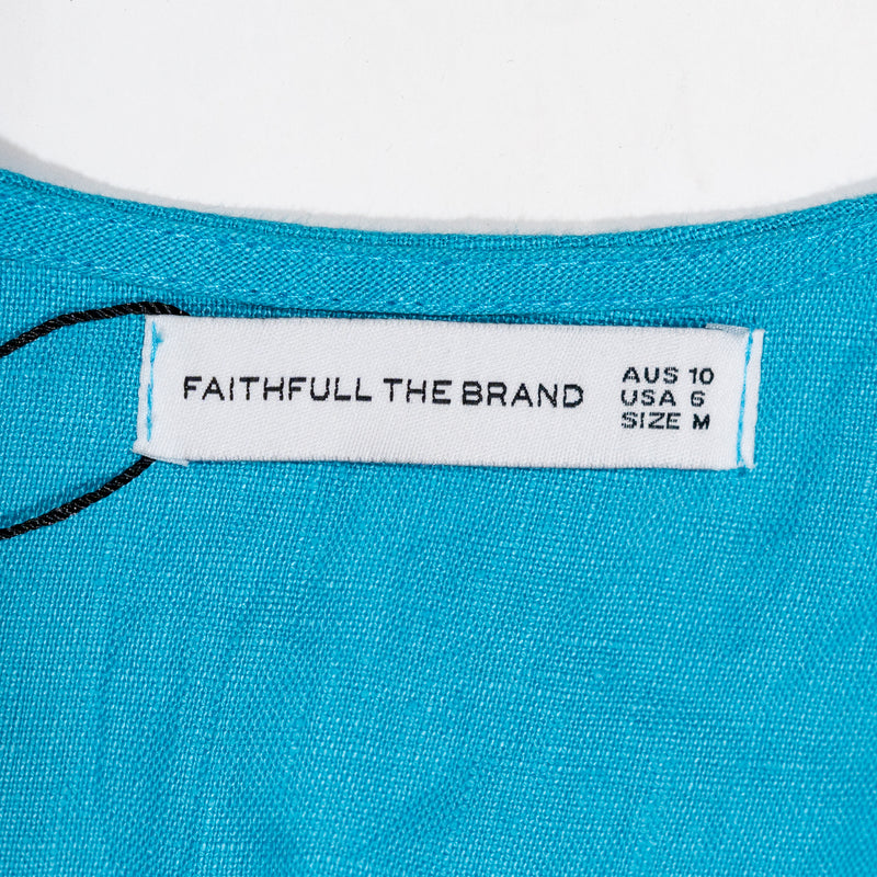 NEW Faithfull The Brand Jamais Twist Tie Front Puff Oversize Sleeve Crop Blouse
