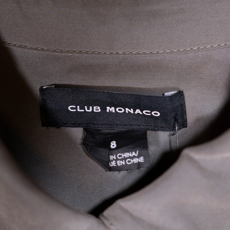 NEW Club Monaco Curve Hem Collared Button Up Midi Modal Shirt Dress Grey 8