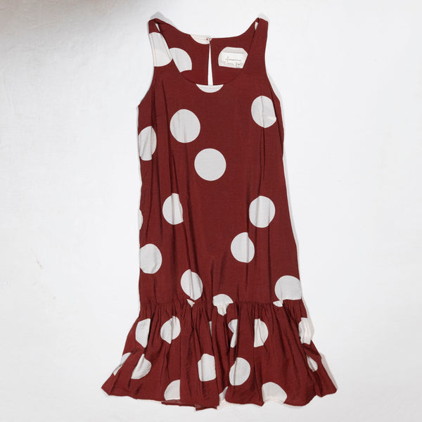 Anthropologie Michaela Flounced Polka Dot Print Pattern Sleeveless Maxi Dress