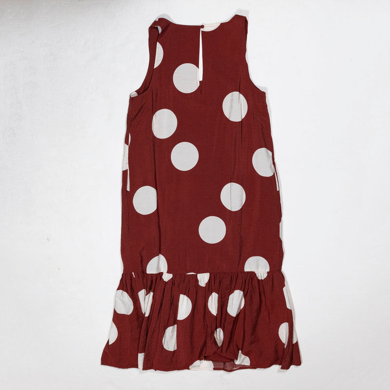 Anthropologie Michaela Flounced Polka Dot Print Pattern Sleeveless Maxi Dress