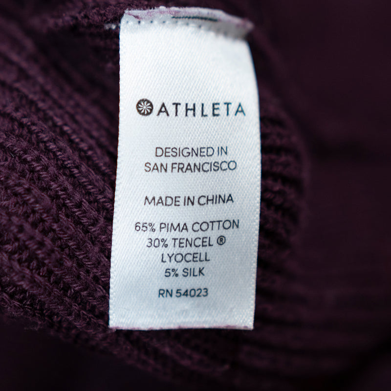 Athleta Rest Day Cotton Silk Knit Asymmetrical Hem Pullover Sweater Purple S