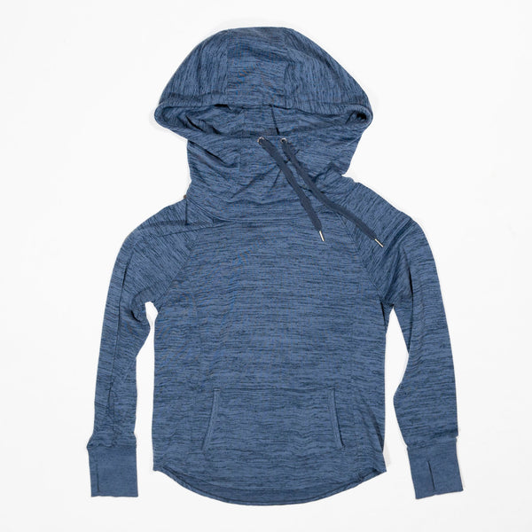 Athleta Techie Sweat Pullover Kangaroo Pocket Hoodie Sweater Sweatshirt Blue S