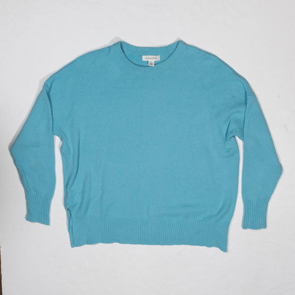 Treasure & Bond Crewneck Pullover Stretch Knit Long Sleeve Pullover Sweater Blue