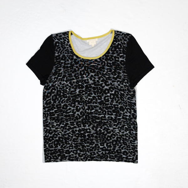 Leroy & Perry Silk Cotton Cheetah Leopard Animal Blend Short Sleeve Tee Shirt M