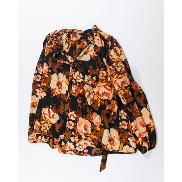 Gibson Multi Color Floral Flower Print Pattern Chiffon Long Sleeve Blouse Shirt