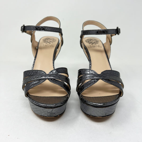 Vince Camuto Peppa Moonrock Glazed Metallic Snake Platoform Sandals High Heels