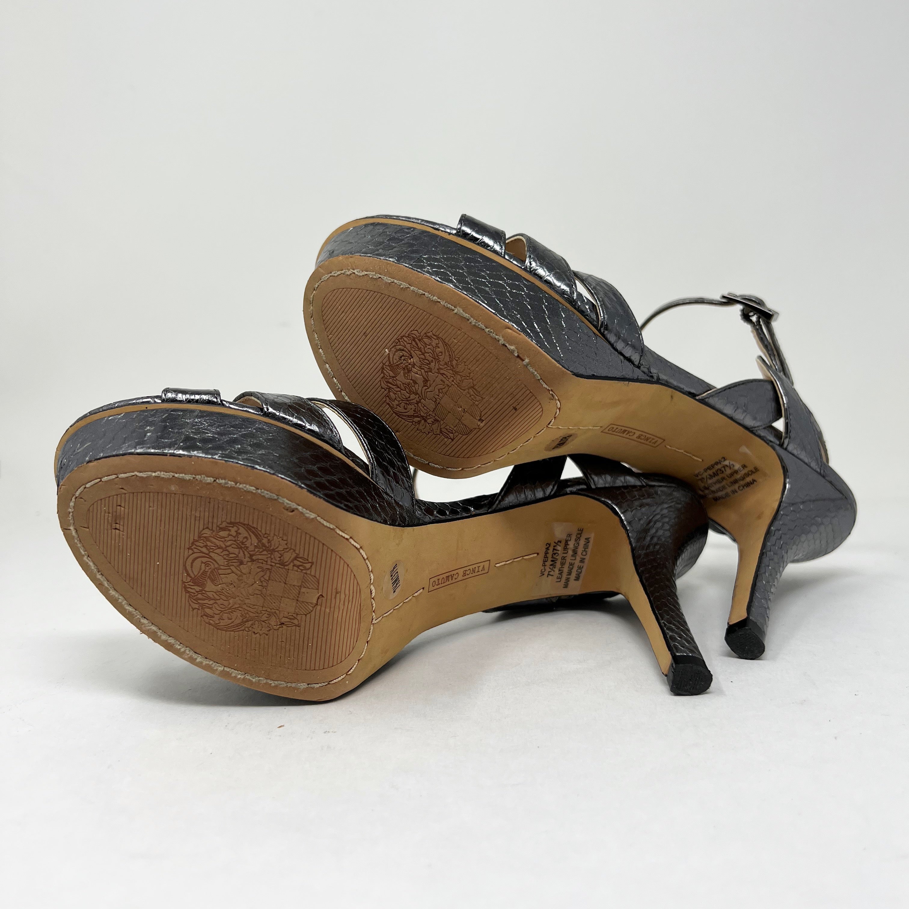 Vince Camuto Peppa Moonrock Glazed Metallic Snake Platoform Sandals High Heels