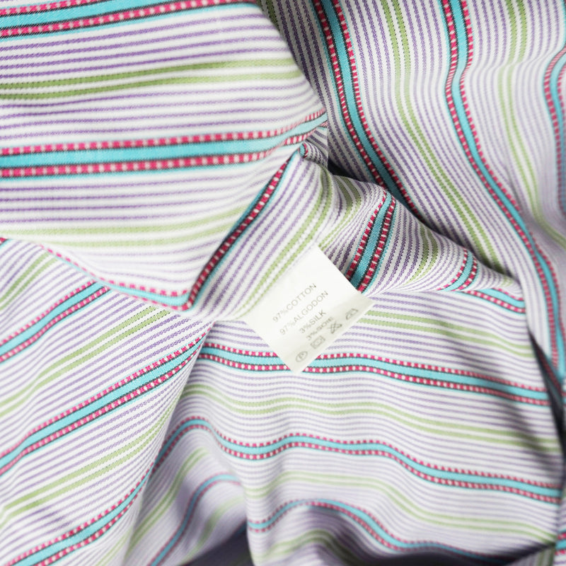 Robert Graham Cotton Collared Striped Print Pattern Long Sleeve Dress Shirt XL