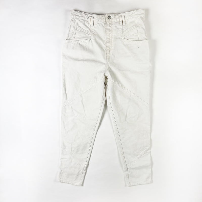 Isabel Marant Nadeloisa Straight Leg High Rise Cotton Casual Trouser Pants White