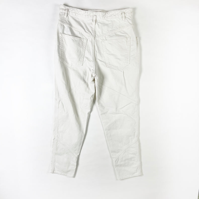 Isabel Marant Nadeloisa Straight Leg High Rise Cotton Casual Trouser Pants White