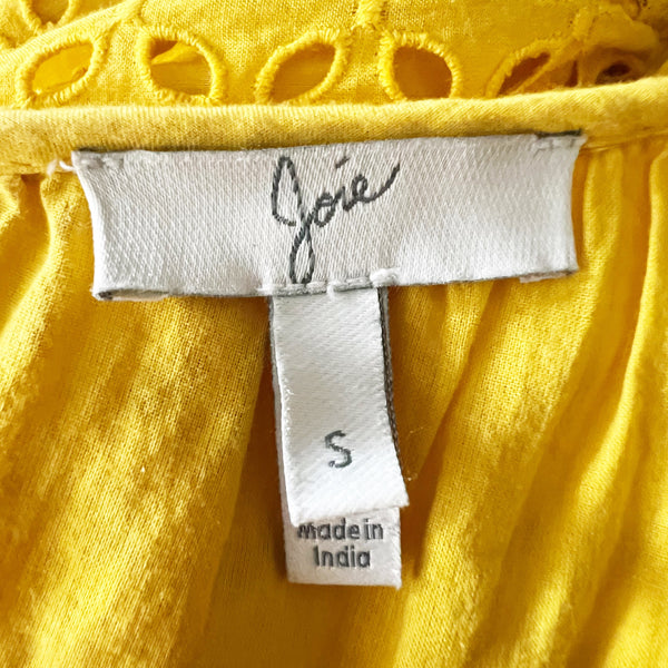 Joie Corynn Cotton Eyelet Lace Ruffle Off The Shoulder Tiered Midi Dress Yellow