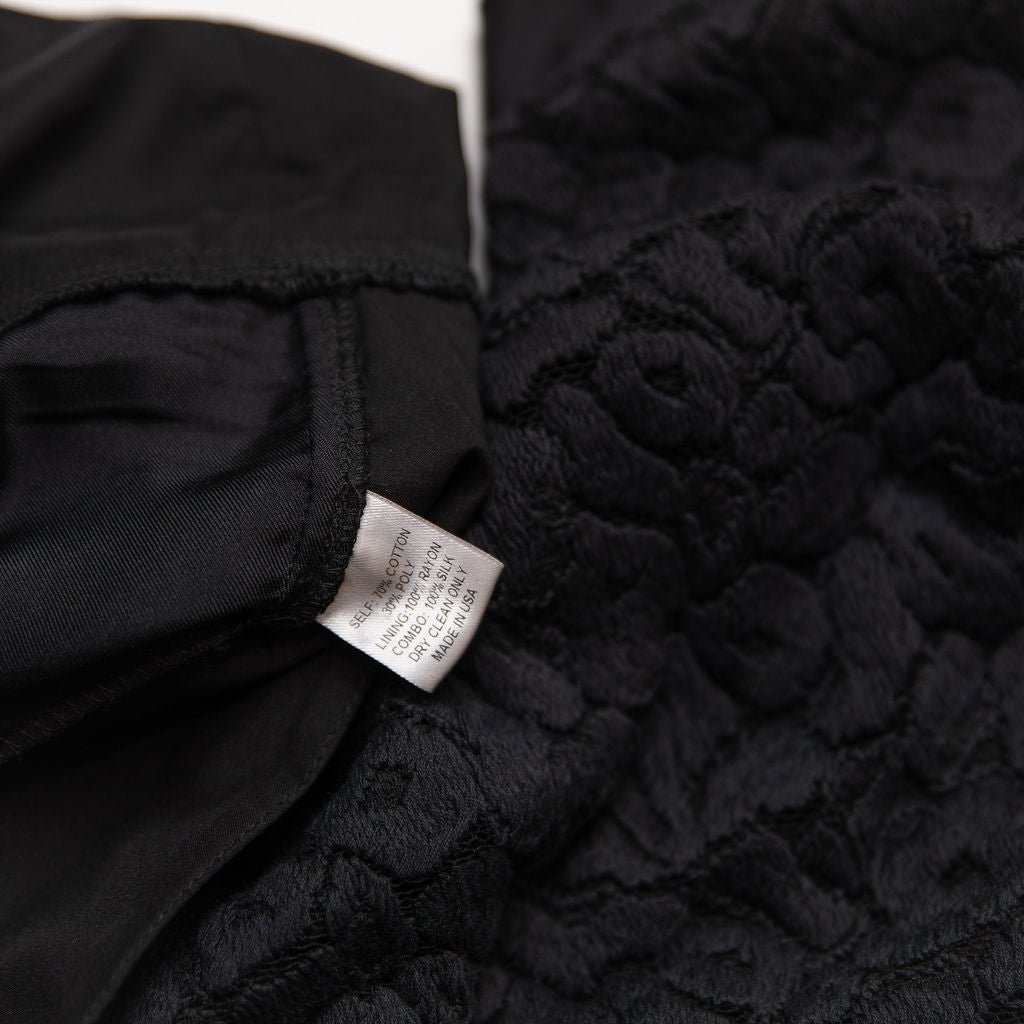 SEA Anthropologie Cotton Silk Solid Black Textured Woven Crochet Mini Dress 0