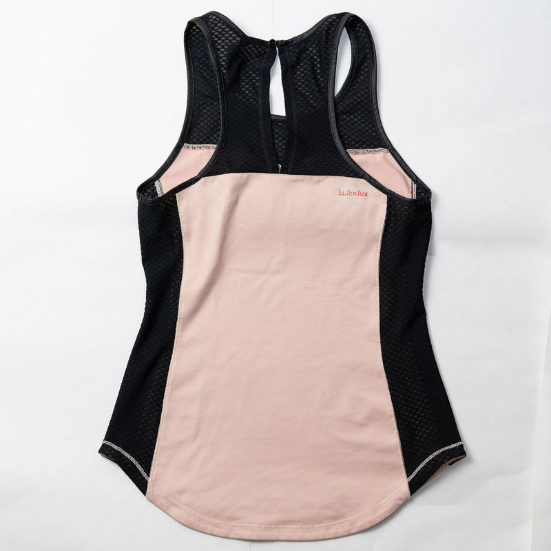 Lukka Lux Survey Strapless Mesh Accents Athletic Work Out Tank Top Black Pink S