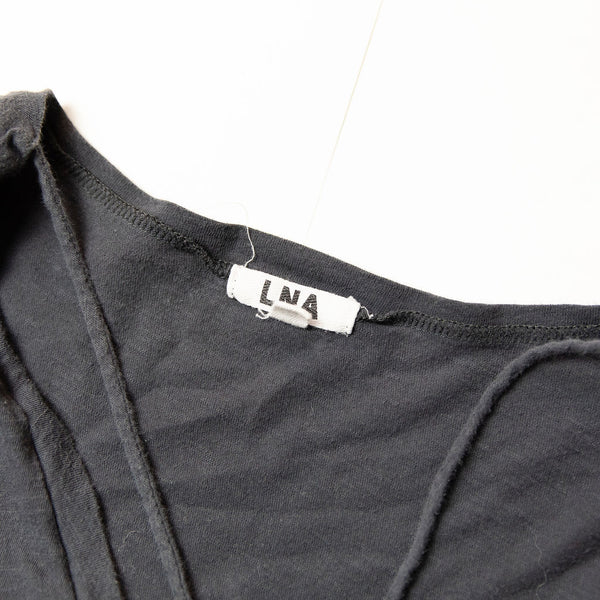 LNA Long Sleeve Cotton Slub Ultra Soft Strappy Long Sleeve Tee Shirt Faded Gray