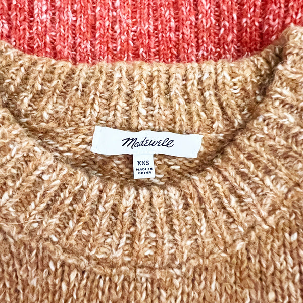 Madewell Baxter Striped Print Crew Neck Alpaca Cotton Pullover Tunic Sweater XXS