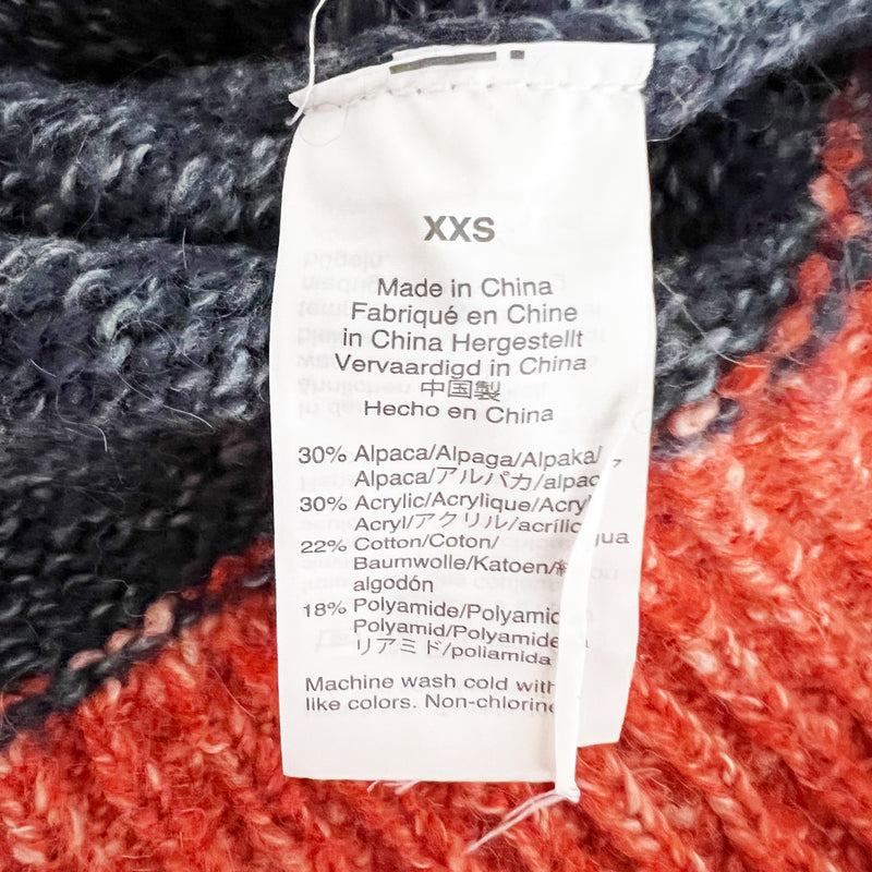 Madewell Baxter Striped Print Crew Neck Alpaca Cotton Pullover Tunic Sweater XXS