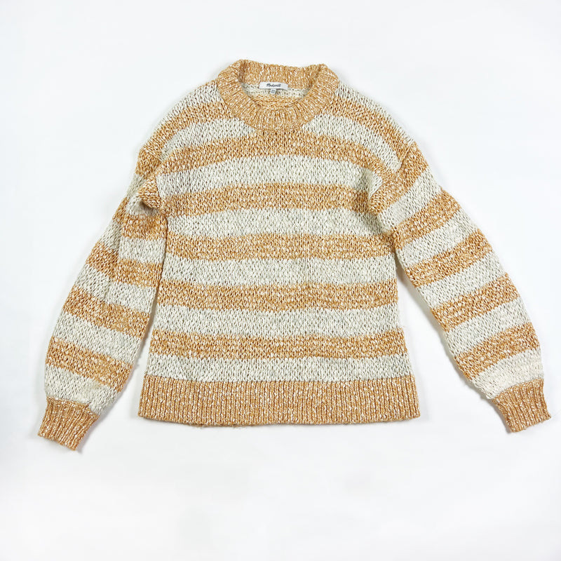 Madewell Baez Cotton Wool Alpaca Blend Stretch Knit Stripe Crew Neck Sweater XXS
