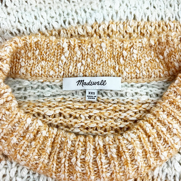 Madewell Baez Cotton Wool Alpaca Blend Stretch Knit Stripe Crew Neck Sweater XXS