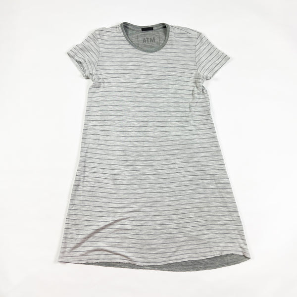 ATM Anthony Thomas Melillo Modal Cotton Stripe T Shirt Mini Dress Grey M