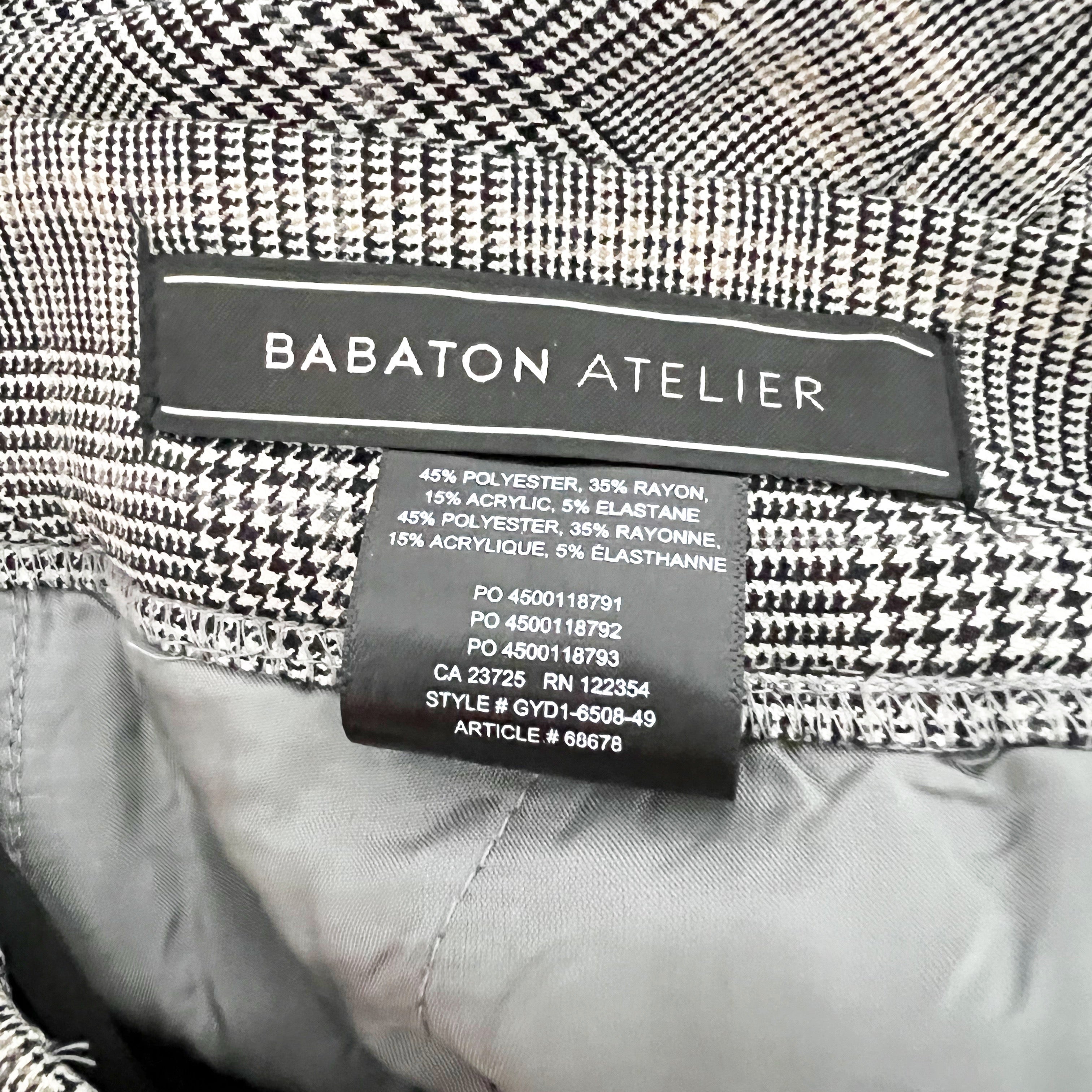 Babaton Aritzia Conan Mid Rise Pull On Houndstooth Check Cropped Trouser Pants 4