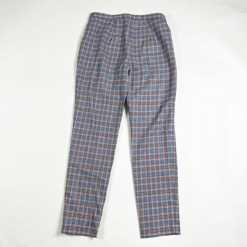 Milly Wool Multi Color Plaid Print Pattern Mid Rise Ankle Crop Trouser Pants 6