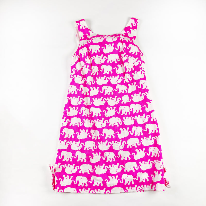 Lilly Pulitzer Delia Tusk In Sun Elephant Print Pattern Cotton Mini Shift Dress