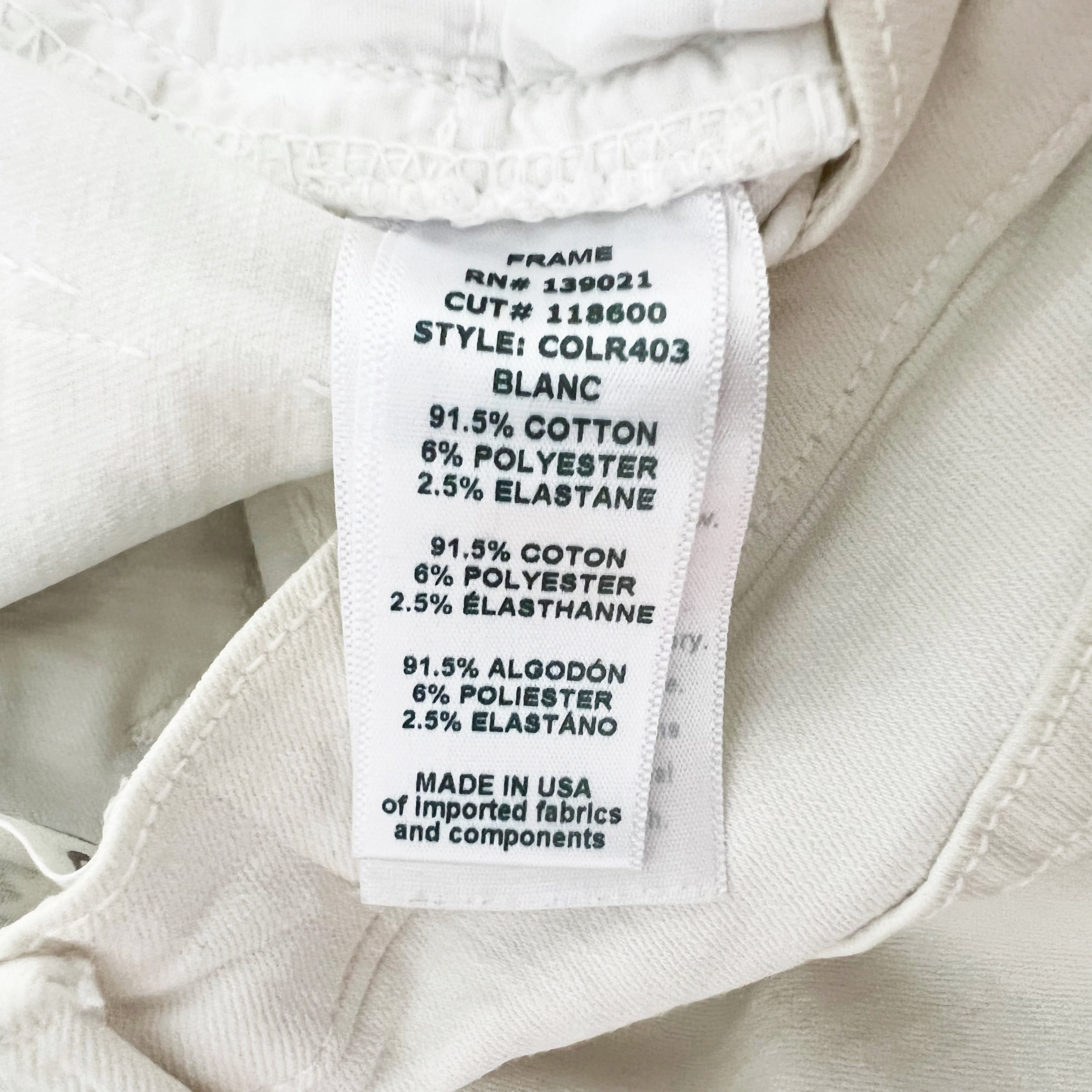 FRAME Le Skinny de Jeanne Mid Rise Cotton Stretch Ripped Jeans Blanc White 27