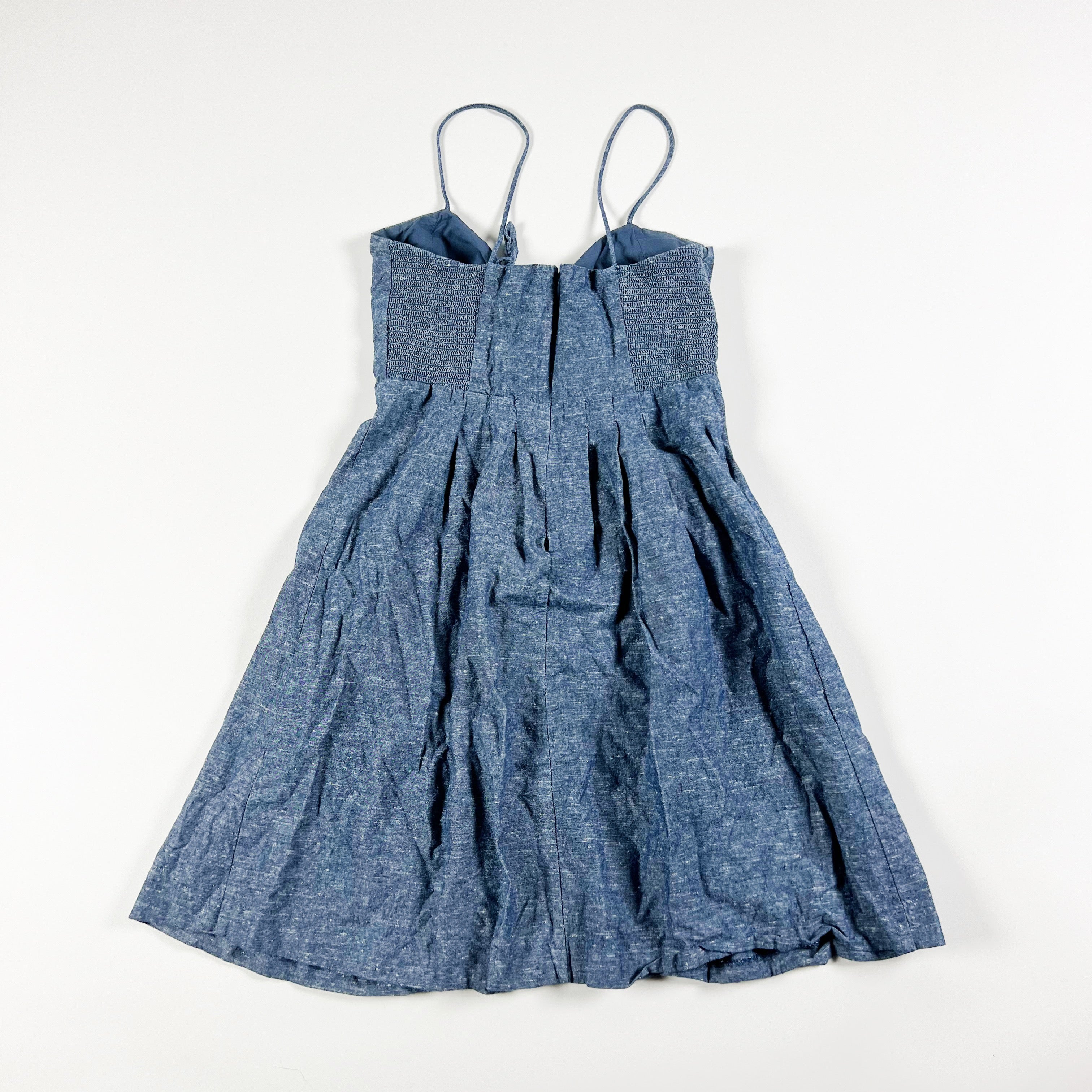 Madewell Cotton Chambray Denim Tie Front Cut Out Cami Fit Flare Mini Dress 2