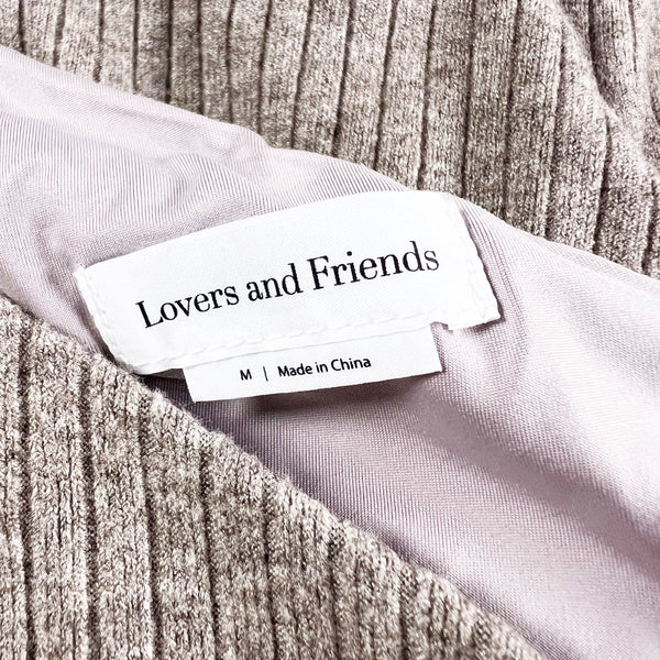 Lovers And Friends Sweater Knit Stretch One Shoulder Button Detail Belted Dress
