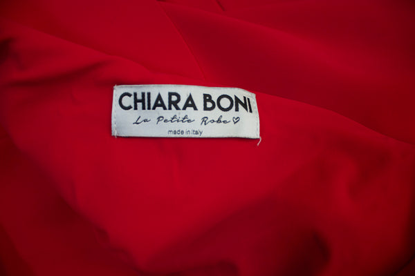 Chiara Boni Elisse Ponte Flirty Ruffle One Shoulder Sheath Mini Cocktail Dress L
