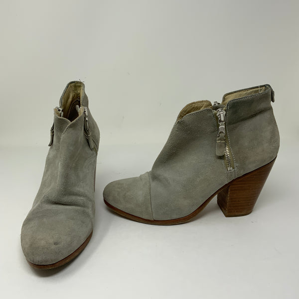 Rag & Bone Margot Suede Stacked Wood Heel Zipper Detail Ankle Booties Shoes 9