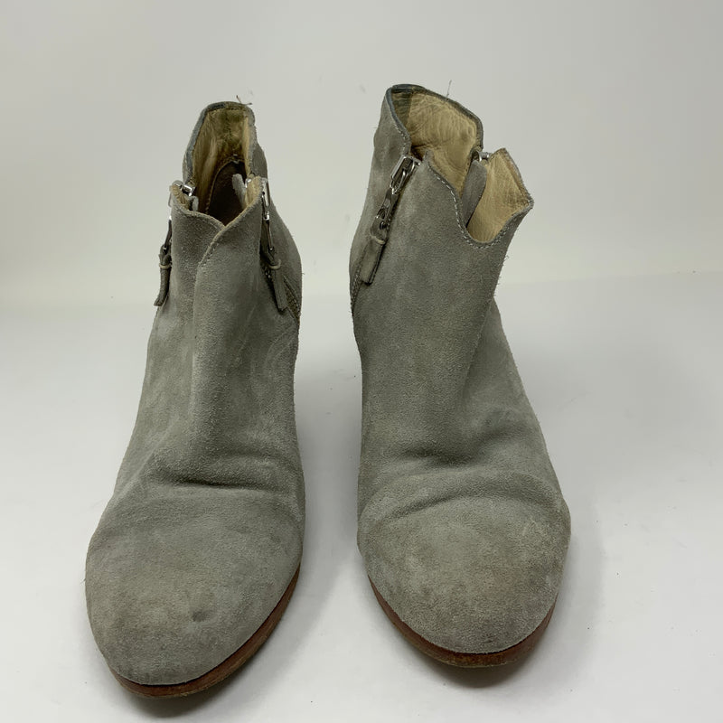 Rag & Bone Margot Suede Stacked Wood Heel Zipper Detail Ankle Booties Shoes 9