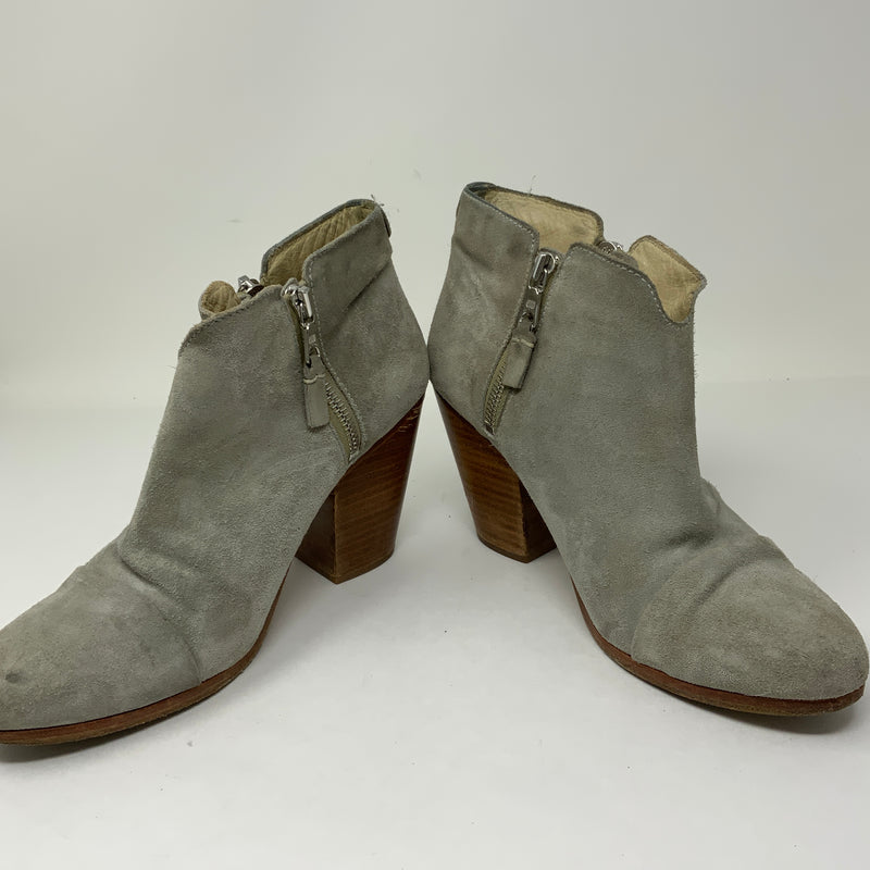 Rag & Bone Margot Suede Stacked Wood Heel Zipper Detail Ankle Booties Shoes 9