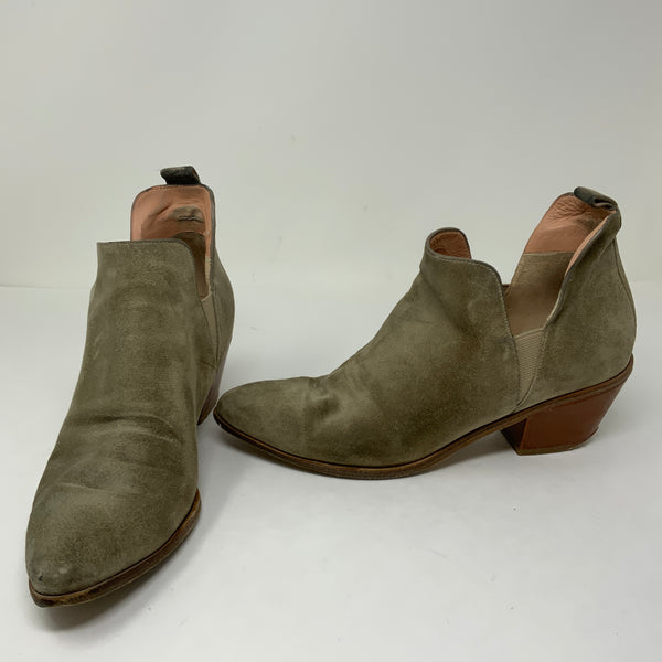 Sigerson Morrison Belin Pull On Block Heel Rubidio Gray Suede Ankle Booties