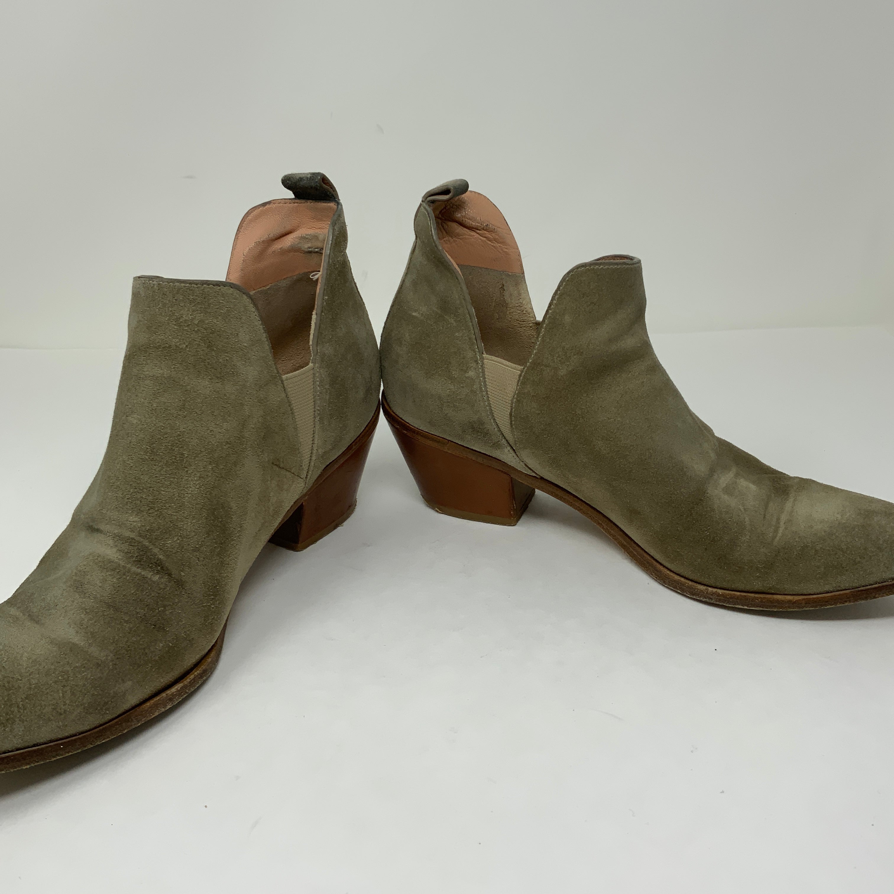 Sigerson Morrison Belin Pull On Block Heel Rubidio Gray Suede Ankle Booties