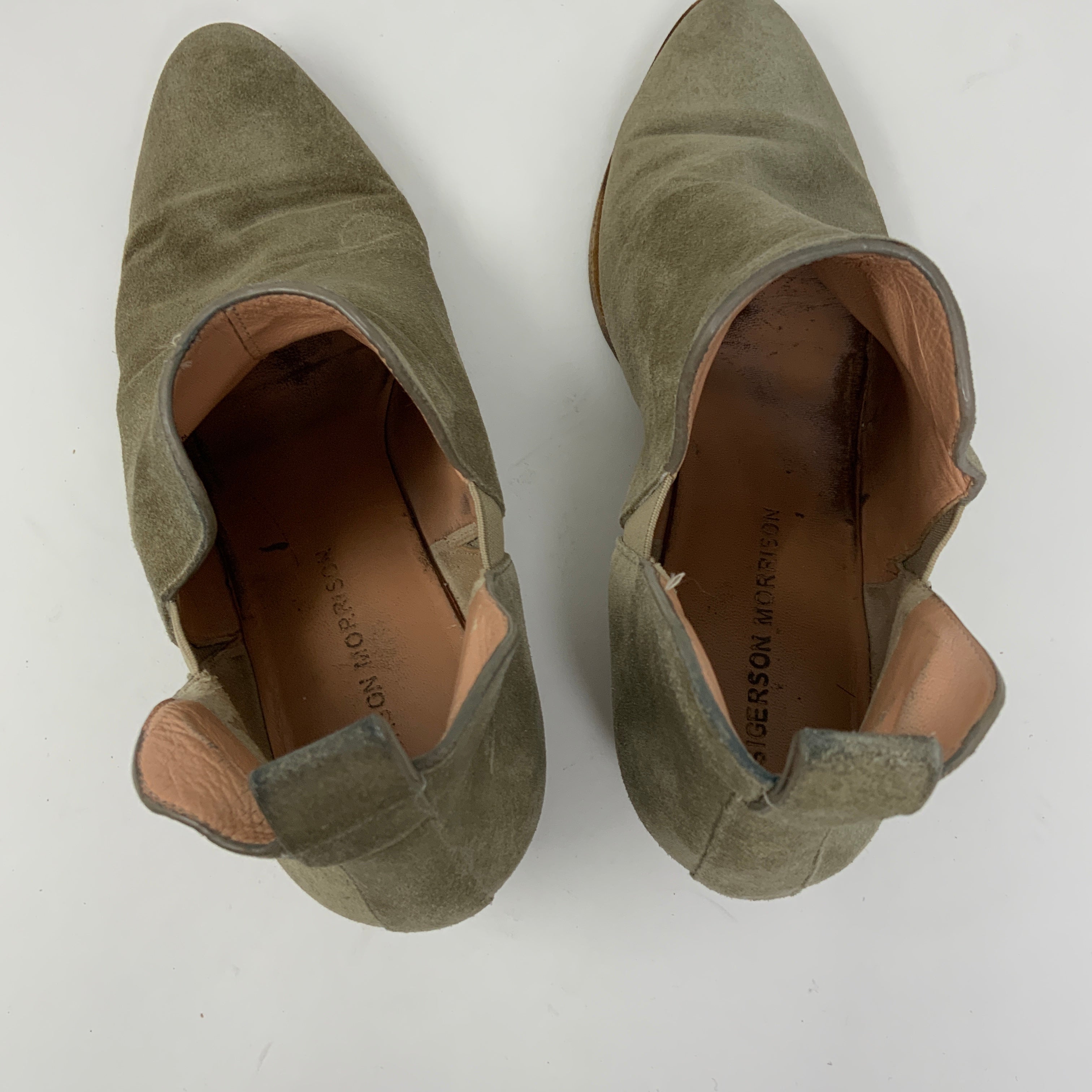 Sigerson Morrison Belin Pull On Block Heel Rubidio Gray Suede Ankle Booties